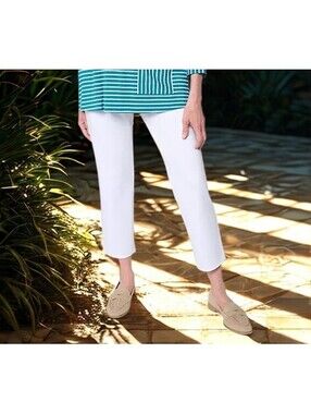 Joan Rivers Petite Scallop Back Pull-On Ponte Crop Pants WHITE Size XXSP